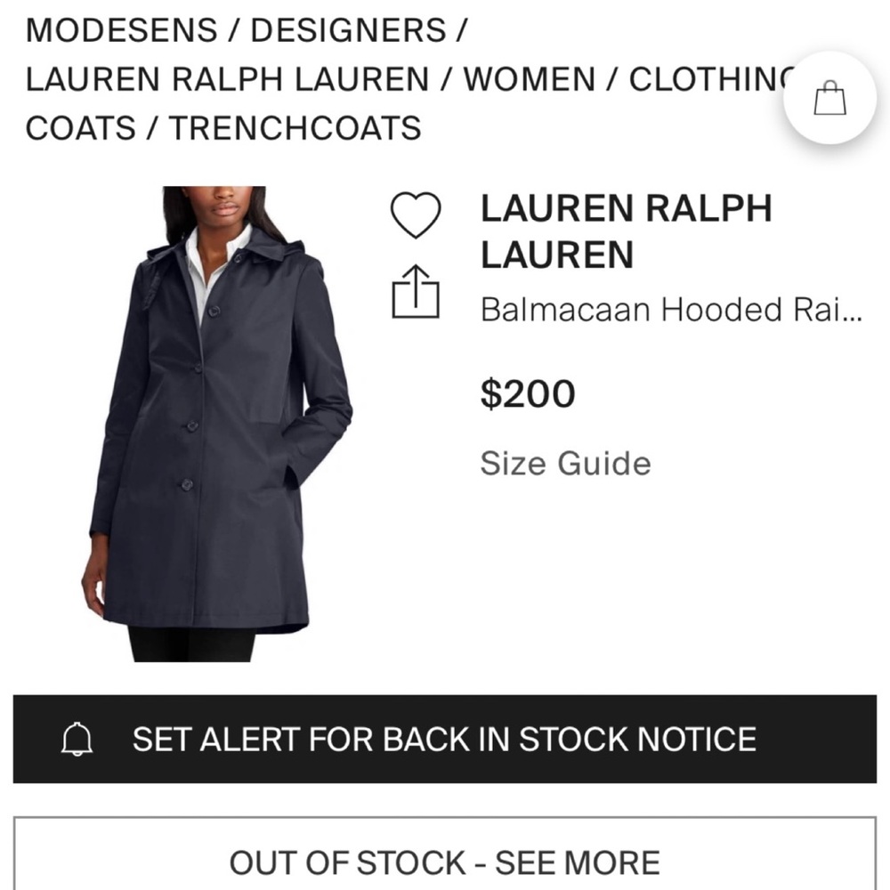 LAUREN RALPH LAUREN • Navy Blue Balmacaan Hooded Raincoat, XXS - Picture 15 of 16